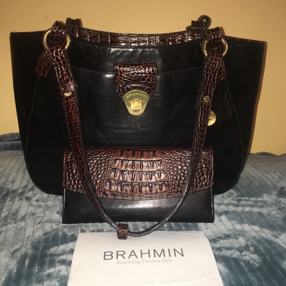 Brahmin Handbags - Brahmin Collete With Matching Clutch in Black Tusc